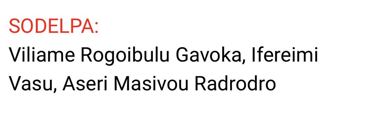 ✅JUST IN: The following are candidates who are currently amongst the 55 who will be the next Members of Parliament.

#FijiNews 🇫🇯🗳🚨 #teamfiji #FijiVotes2022 #FijiElections2022