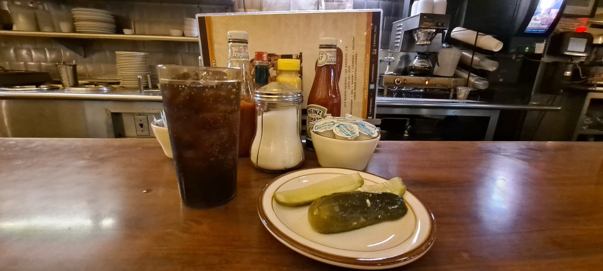 Getting ready for Hanukkah in one of the best ways I know how: Matzo ball soup, sweet and sour stuffed cabbage, pickles, and latkes at the legendary @cantersdeli #HappyHanukkah