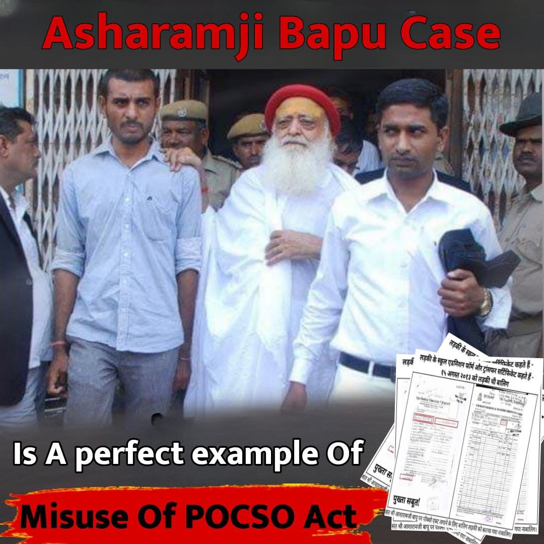 #दस्तावेजों_में_हेराफेरी
Asaram Bapu Case में लड़की बालिग शो थी उसके मेडिकल जांच रिपोर्ट में लिखी उसकी उम्र अनुसार भी, बिना उम्र लिखे रेप केस में मेडिकल जांच नही होती, बालिग बताते
Multiple Age Documents देख कर भी संत पर किया गया
Misuse Of POCSO