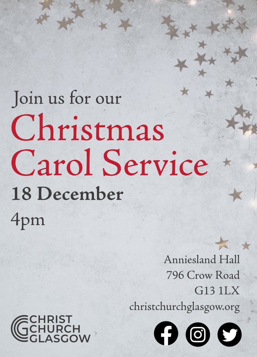 A very warm invitation to our Christmas Carol Service Today.
Join us for traditional carols, special music, Bible readings and a short talk on the heart of Christmas.
Invite your friends along too.
And stay for some festive refreshments afterwards!