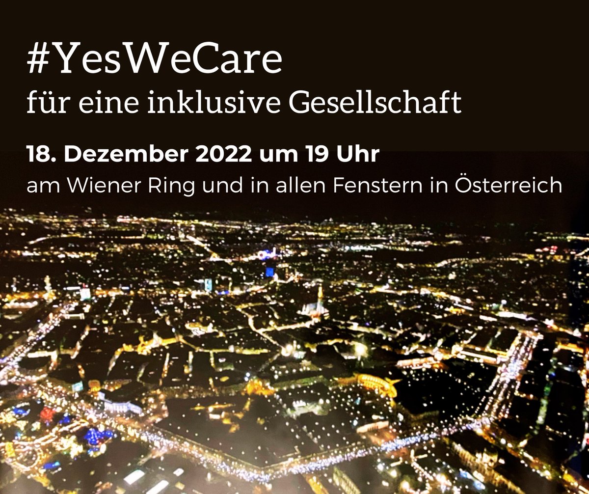 Heute Abend um 19.00 am #Wien|er Ring. Für inklusive Bildung, für eine inklusive Gesellschaft. #YesWeCare 
Danke <a href="/LandauDaniel/">Daniel Landau</a> und <a href="/RollingSohn/">Roman S</a>