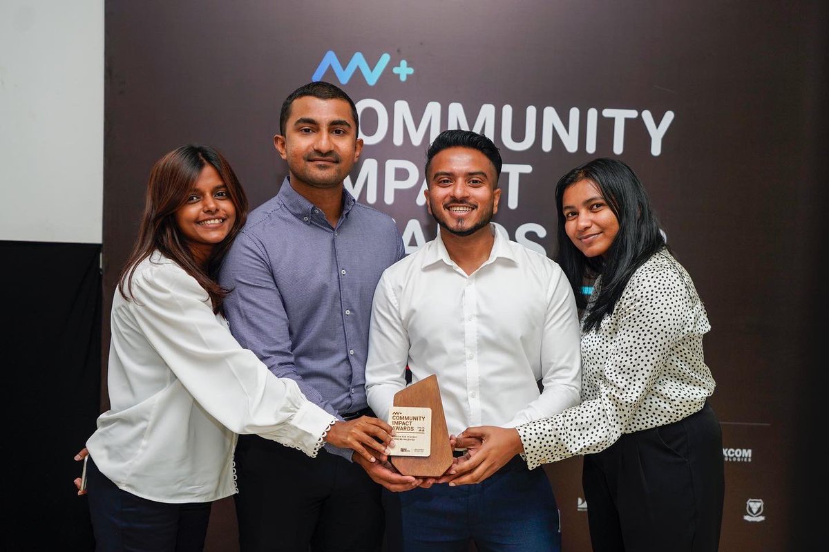 mmwmaldives's tweet photo. We are grateful for @mvplusmedia for recognising the efforts of our NGO in advocating for the rights of #migrantworkers in the #Maldives over the past two years and honouring us with the Community Impact Awards 2022. https://t.co/PUfYbi2cW7