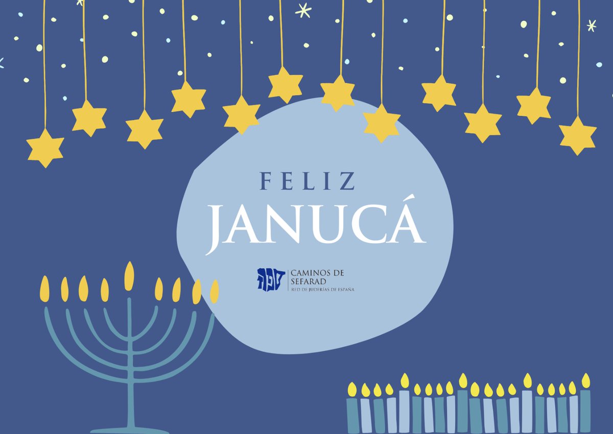 redjuderias's tweet photo. Desde Red de Juderías de España os deseamos ✡️Feliz Janucá✡️
🕎Jag #Januca sameaj🕎 https://t.co/WgEpQE5pr2