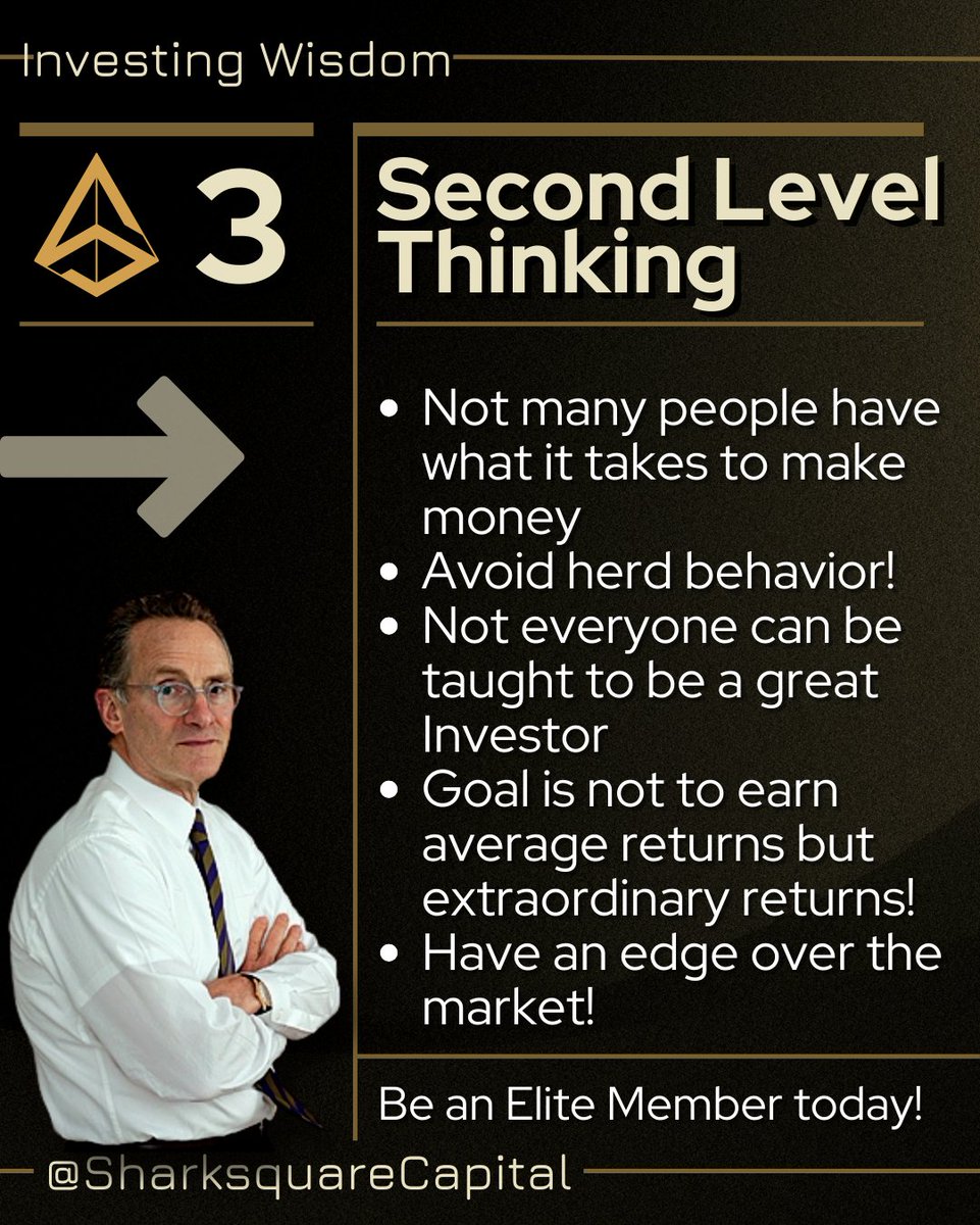 SharksquareC's tweet photo. @HowardMarksBook of @Oaktree said in his book “The most important thing” that the thing that separates great Investors from average is their second level thinking!!

Now what's the second level thinking??
👇 https://t.co/Y6MFiDdoCy