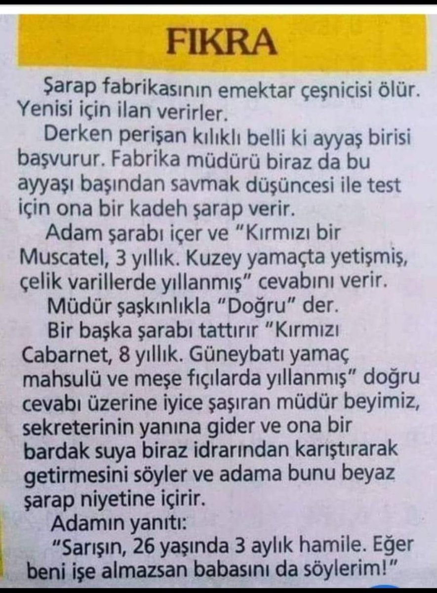 Bugünün fıkrası olsun