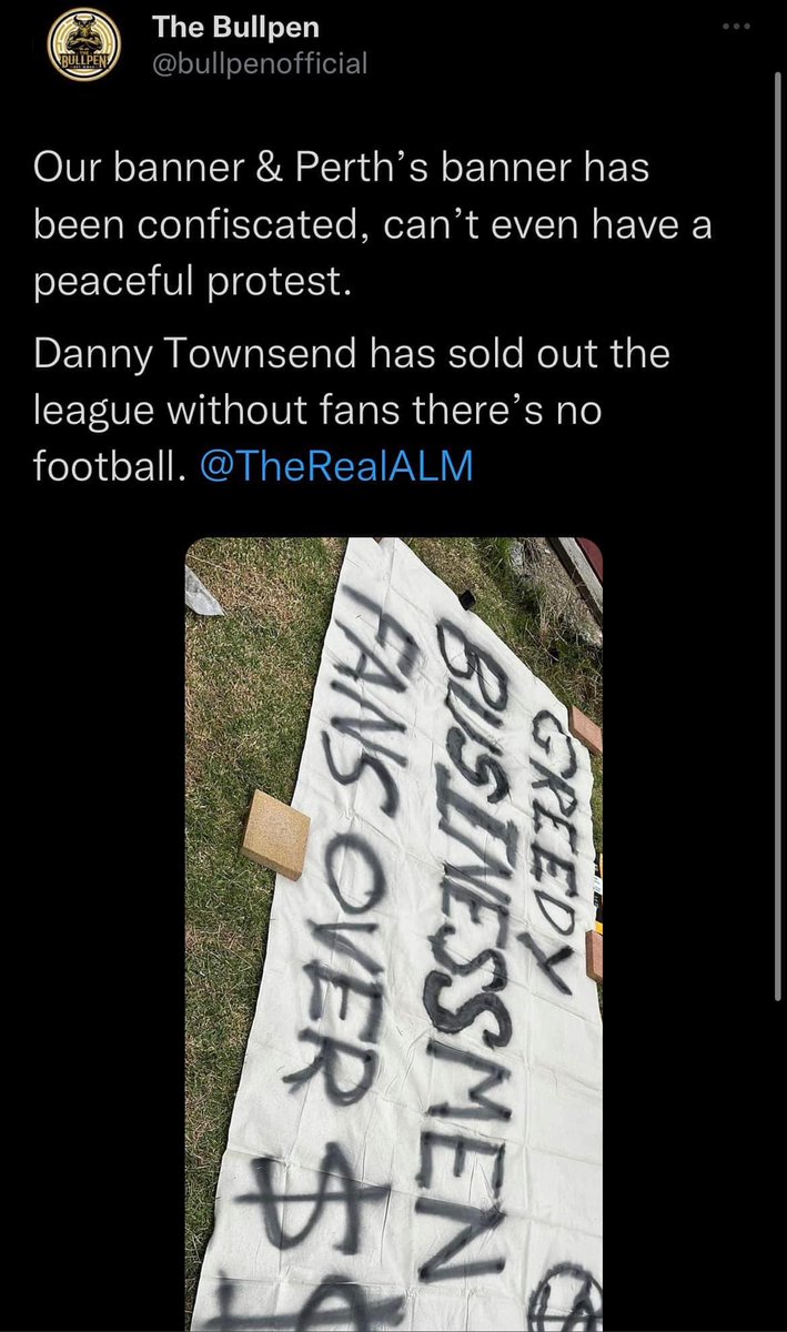 Turido11's tweet photo. @drt15 thank you for killing our game. The idiots of last night have no doubt tarnished the game further but it was you that started this spiral out of control. Now today with confiscating drums and banners is pathetic. Seriously how much do you pocket from this deal? https://t.co/AvHhcklW0M