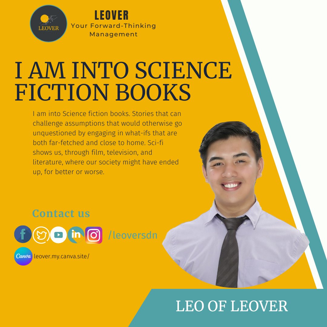 leoverSDN's tweet photo. I am into Science fiction books.📓 Sci-fi shows us, through film, television, and literature, where our society might have ended up, for better or worse. 

If you wish to see more of my content, you can check my other social media channels at https://t.co/NhPyhxbKsw 

#Leover https://t.co/7iAcjtydrP