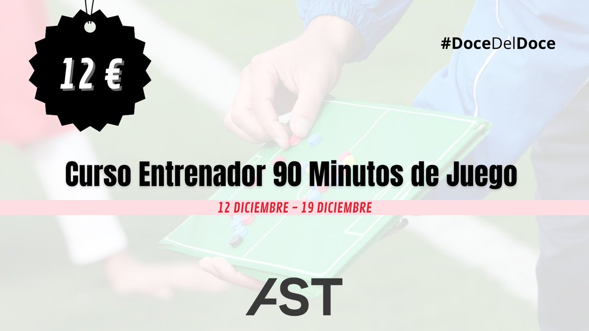 ASTraining_'s tweet photo. 💡 ¡En 𝐀𝐒 𝐓𝐫𝐚𝐢𝐧𝐢𝐧𝐠 tenemos nuestro 𝐁𝐥𝐚𝐜𝐤 𝐅𝐫𝐢𝐝𝐚𝐲 y se llama #DoceDelDoce!
➡️ ¡Mañana lunes 19 de diciembre se acaba esta increíble oferta!
El Curso #90MinutosdeJuego nunca estuvo tan al alcance de tus manos. ¡Solamente por 𝟏𝟐 €!
https://t.co/DqGCkMmzVH https://t.co/rHkULRUH0j
