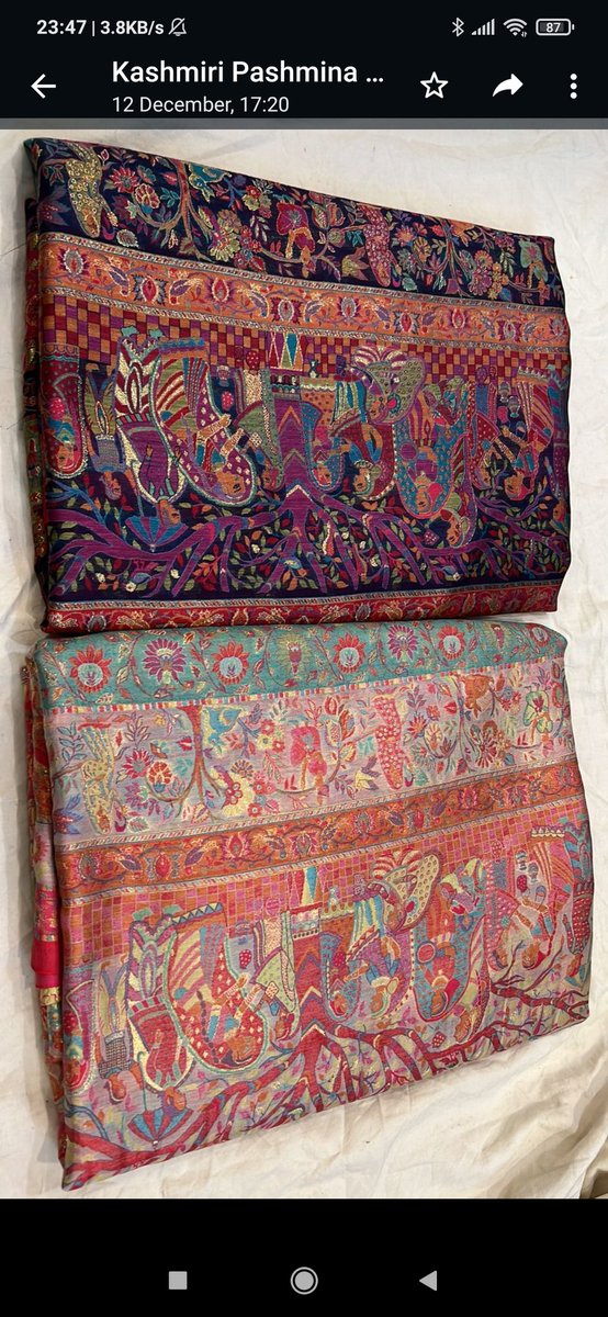Sri_livefullest's tweet photo. Purchased Kashmiri silk #Pashmina or #Jamawar saris for myself . Can't tell how good the fabric is and the handwork all over the saree. Stunning. To mention- being in a cold weather all round the year perfect for parties/poojas/wedding to keep warm and attractive. Best investment https://t.co/z7pITi5IDp