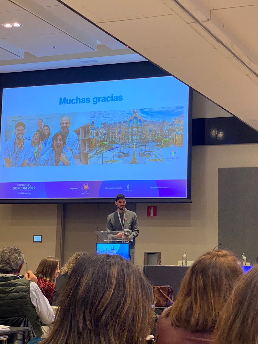 reuma_santpau's tweet photo. Dr. @LluisSainz presenta los resultados de su trabajo “Papel de las variantes génicas de ma IL-6R en la predicción de respuesta a Tocilizumab en Artritis Reumatoide” en el congreso #SORCOM22 @SORCOM1.
2º trabajo del proyecto doctoral con @GeneticaSantPau @PauRieraA @mardagaori. https://t.co/cd7NHOLOaA