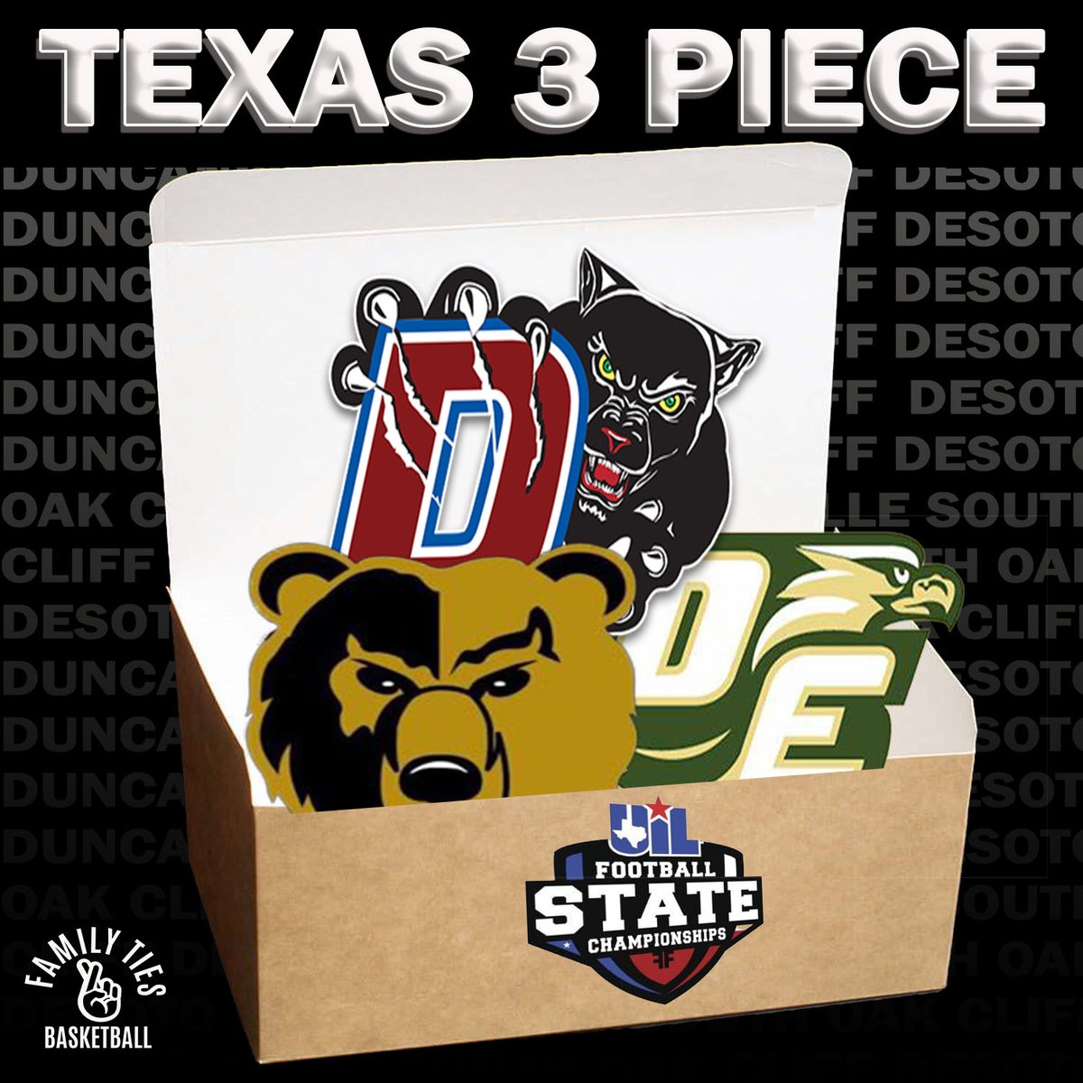 Congratulations to the area teams <a href="/SOCGoldenBearFB/">SOC Football</a> <a href="/FootballDesoto/">DeSoto Football</a> and <a href="/Duncanville_Fb/">Duncanville High School Football 🏈</a> for each team bringing home a Texas State Football Championship.  #Texas3Piece