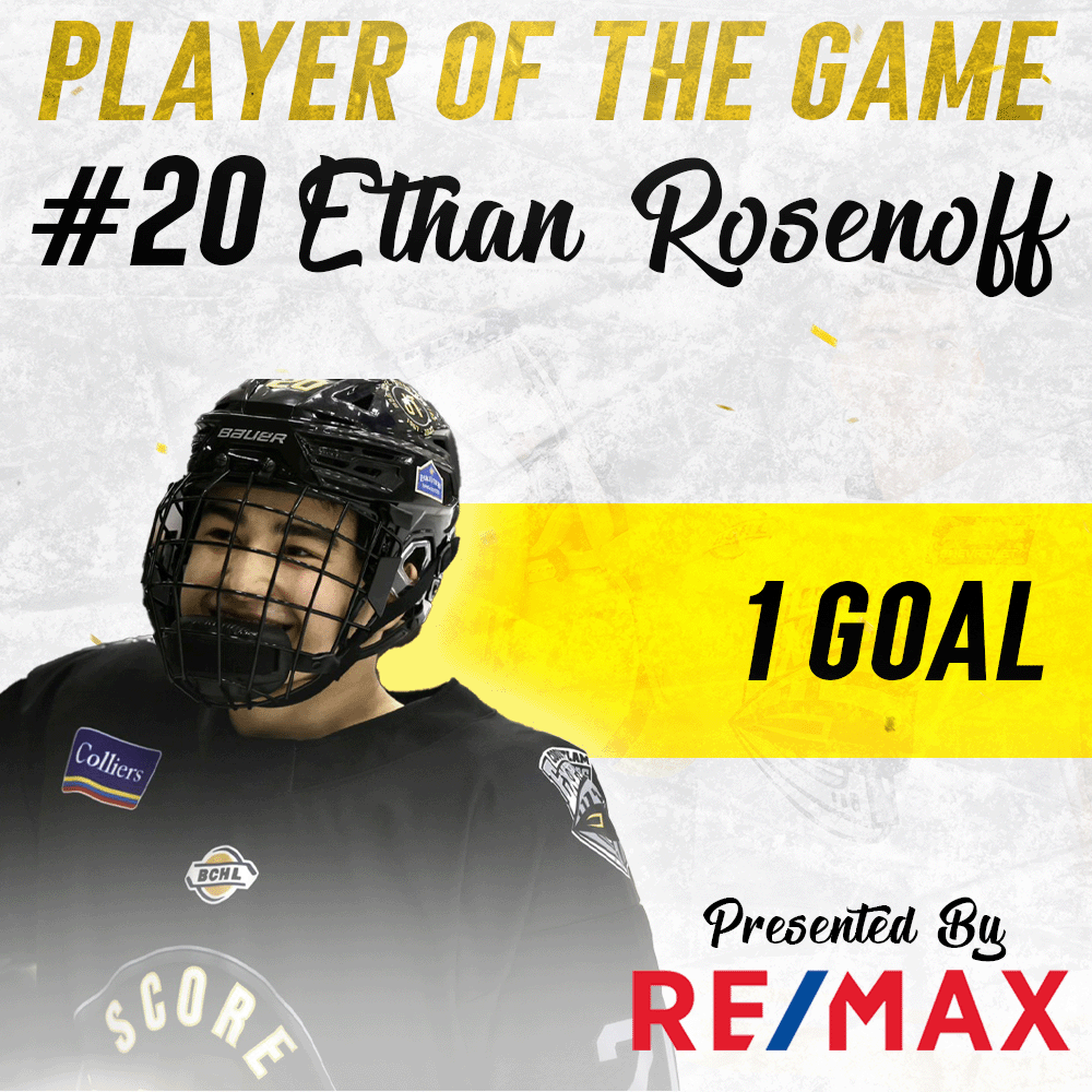 BCHLExpress's tweet photo. Tonights Player Of The Game with 1 goal, Ethan Rosenoff.

#AllAboard | #FullSteamAhead https://t.co/8uqug51csL