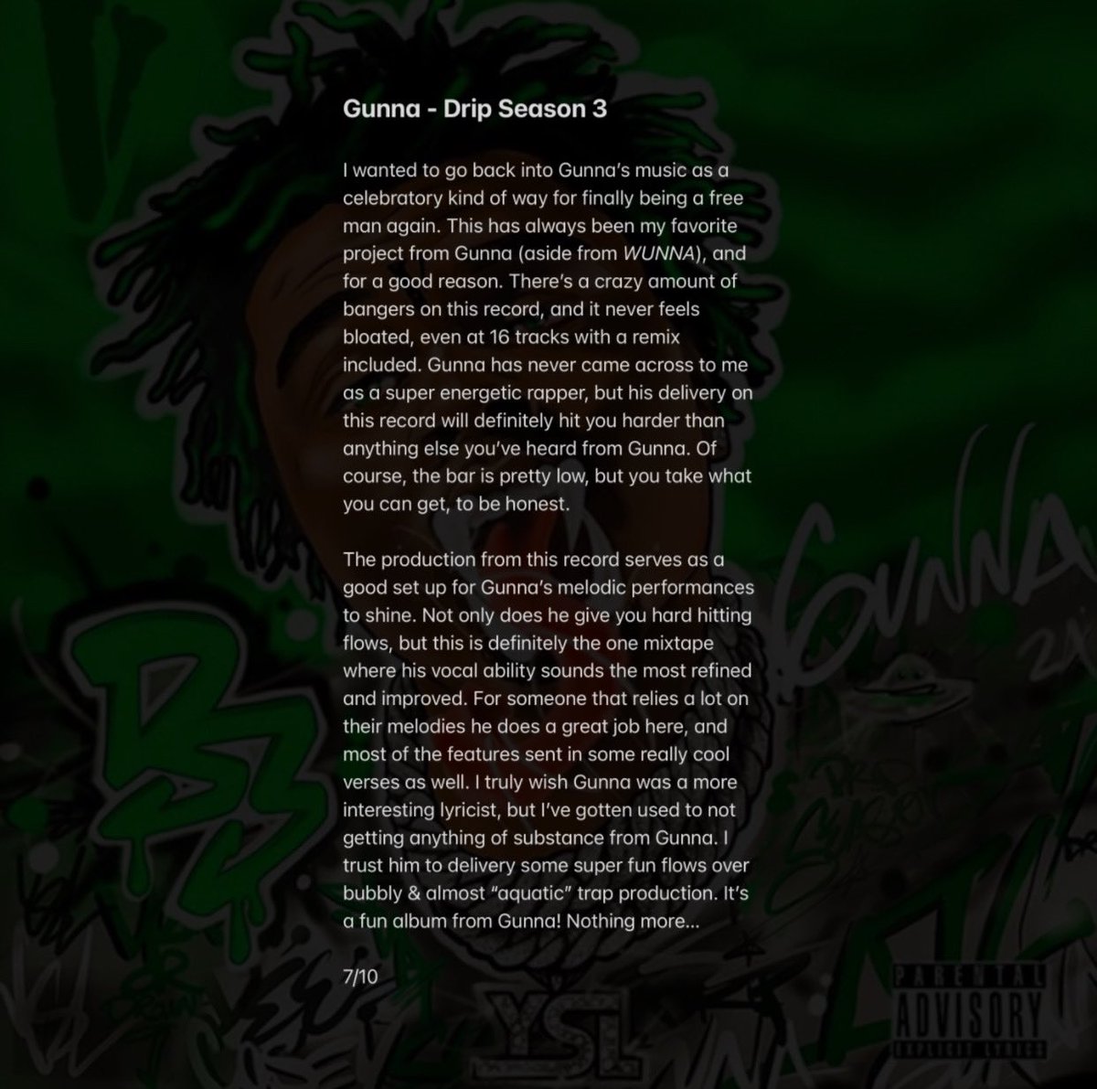 finding_albums's tweet photo. DAY 716 (re-listen)

Gunna - Drip Season 3

Trap &amp; Southern Hip Hop (2018) https://t.co/5kh1SMw4hK