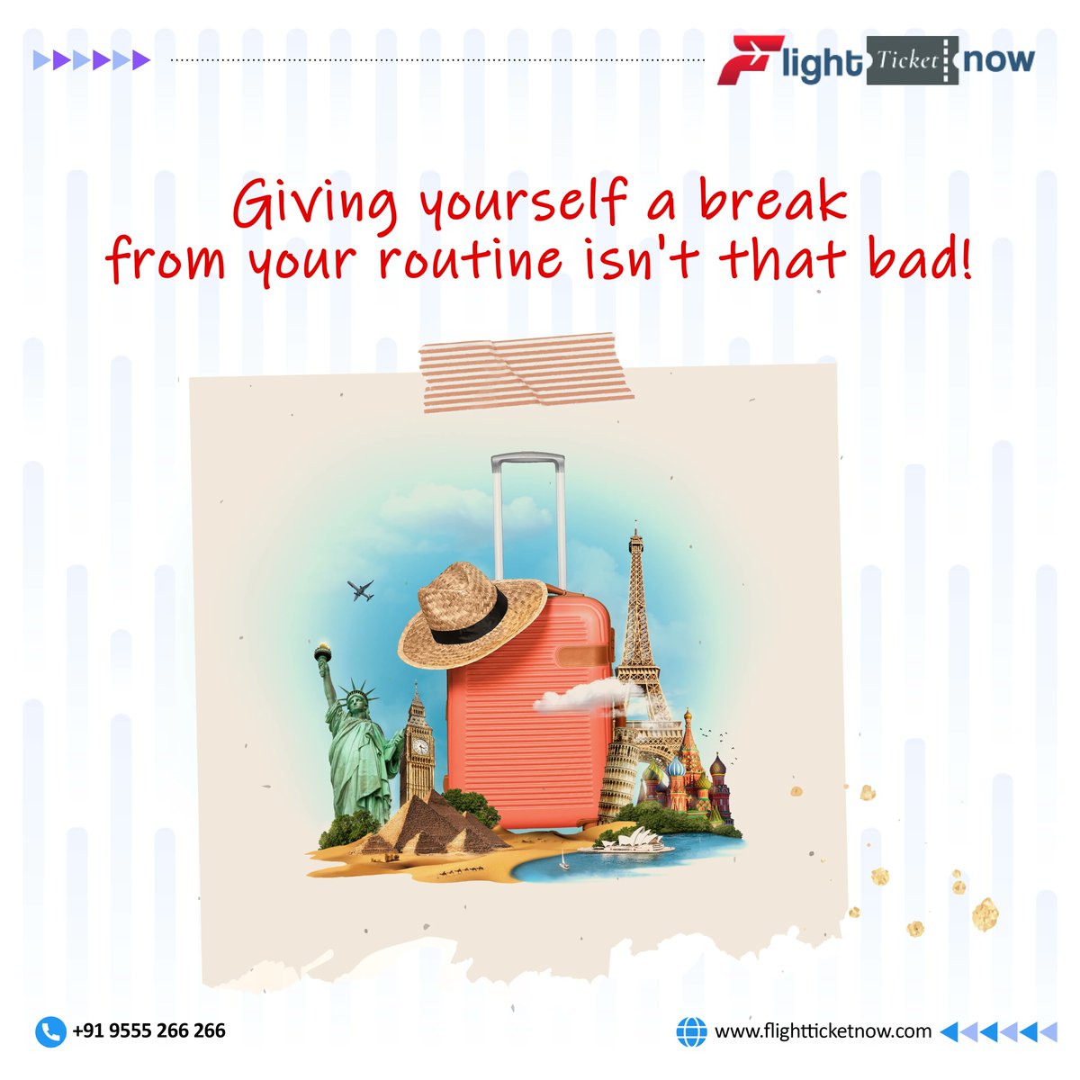 FlightTicket6's tweet photo. Before the year ends, turn your dream bucket list into reality. Take that trip. 
.
.
.
For more details call 91 9555 266 266 or visit our website: https://t.co/6aUZ5pv7fz 
.
.
#flightticket #flightticketbooking #discountontickets #travelling #holidays #holidaytime https://t.co/ZqemHoAY5p