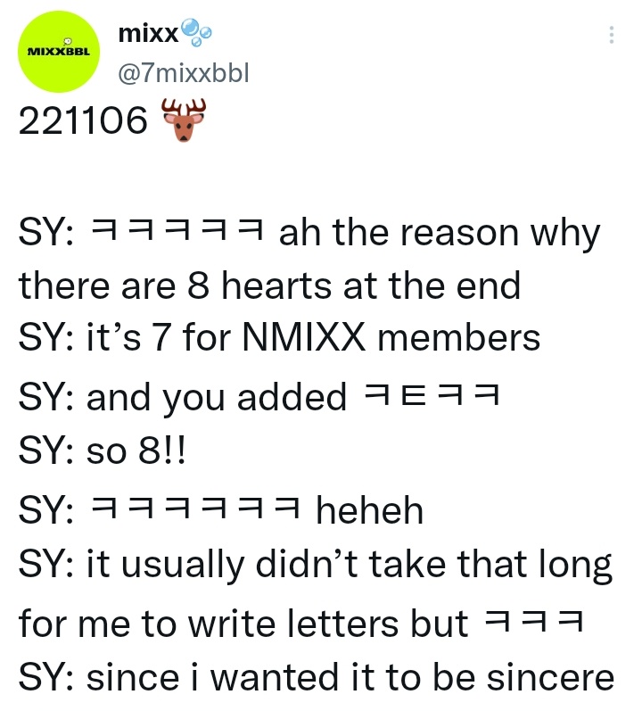 nmixxpics_'s tweet image. do you know why Sullyoon put 8 hearts here? it's bcs "SEVEN members (hearts) including nswer"

members still think NMIXX as 7, at least we know that🥹
#300DaysWithNMIXX