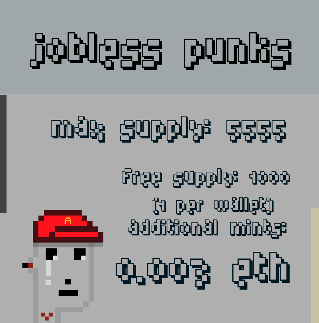 JoblessPunks's tweet photo. #NFT #FreeMint #NFTCommunity https://t.co/I38SfO8kiB
