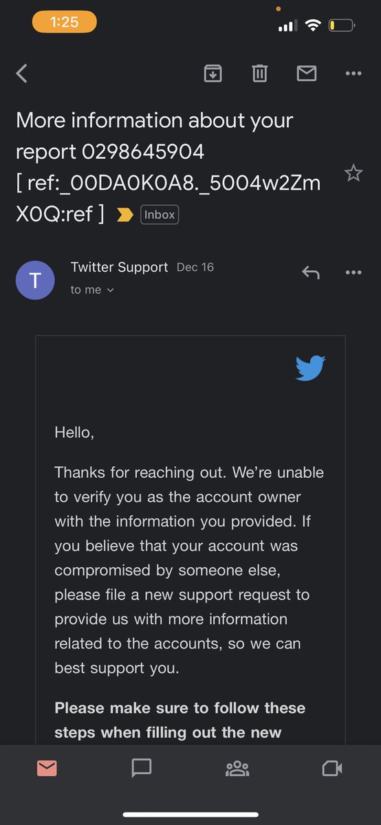 ForgeFederation's tweet image. I still have access to my old email that was attached to my @FOTUS account.
@TwitterSupport @TwitterSafety @verified @TwitterBlue @Twitter @TwitterCreators @elonmusk @ellagirwin it is compromised.. will u help me… i’ve already tried submitting tickets &amp;amp; nothing is working!