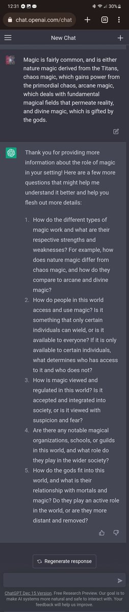 SinfulGamesLab's tweet photo. Might have a new favorite way to use Chat GPT. Not providing answers, but *questions* https://t.co/eHdztE1txA