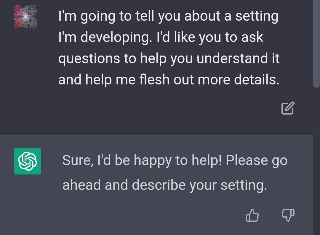 SinfulGamesLab's tweet photo. Might have a new favorite way to use Chat GPT. Not providing answers, but *questions* https://t.co/eHdztE1txA