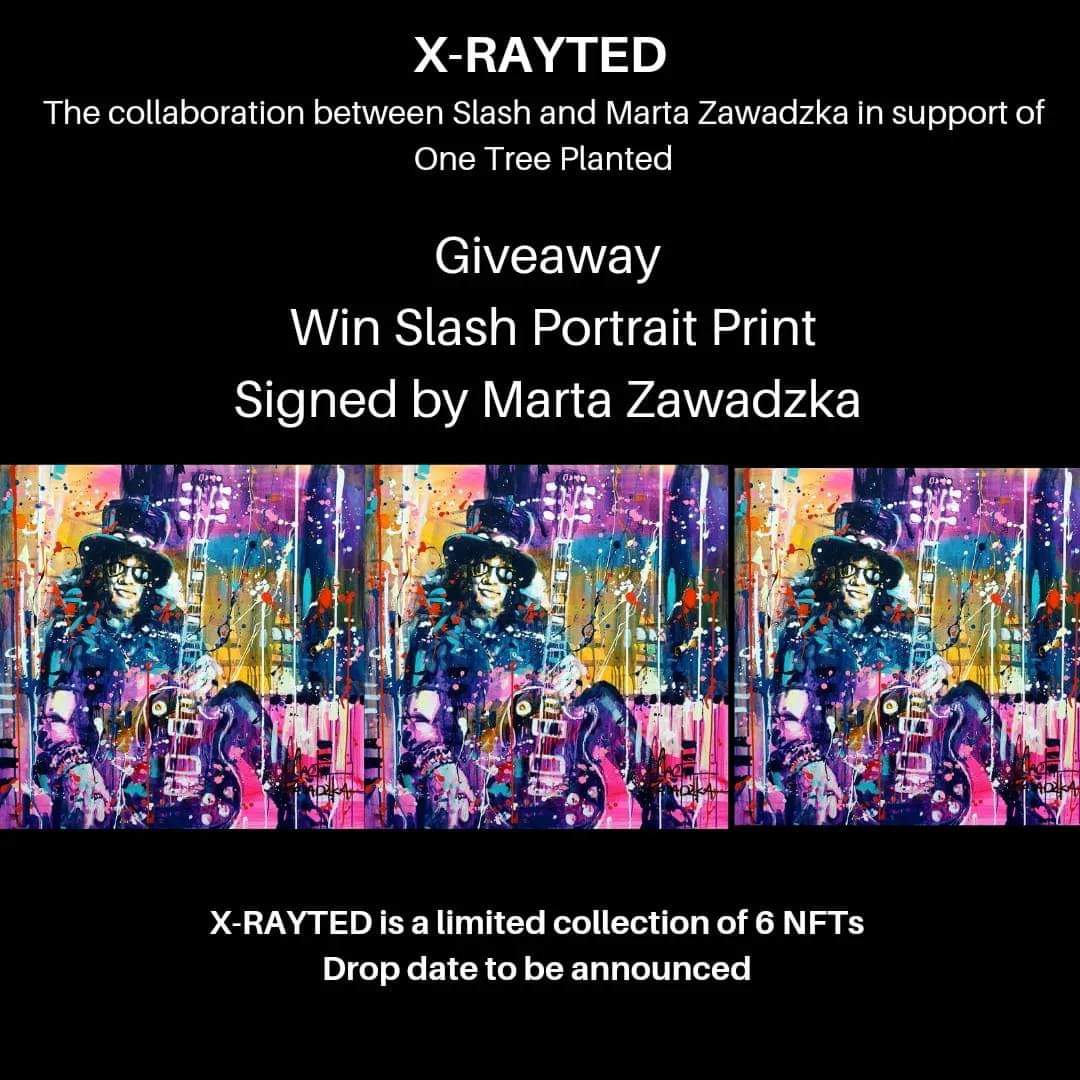 Slash/art fans #NFTshill win a Slash portrait print...