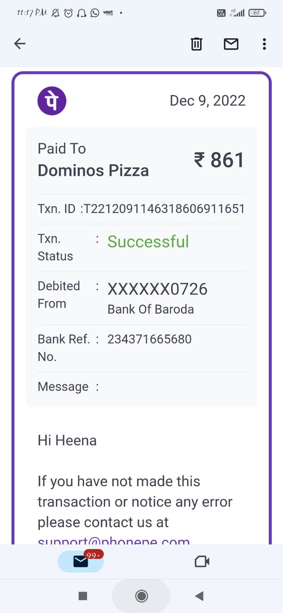 mail2mdnasim's tweet photo. @dominos_india @dominos we have paid twice on 9Dec in Ranchi India but Pizza outlet denied to accept the payment &amp; told that it will be refunded back in 2 days but not refunded yet. https://t.co/TXPmtuFTHb