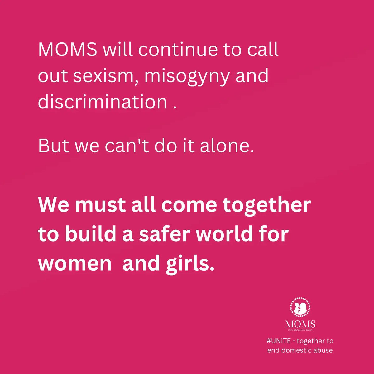 We cannot continue in a world where so many women lives are lost to male violence. 

#unitedtogethertoendviolence
#16days
#domesticviolence
#endviolencetogether
#momsngo
#unite