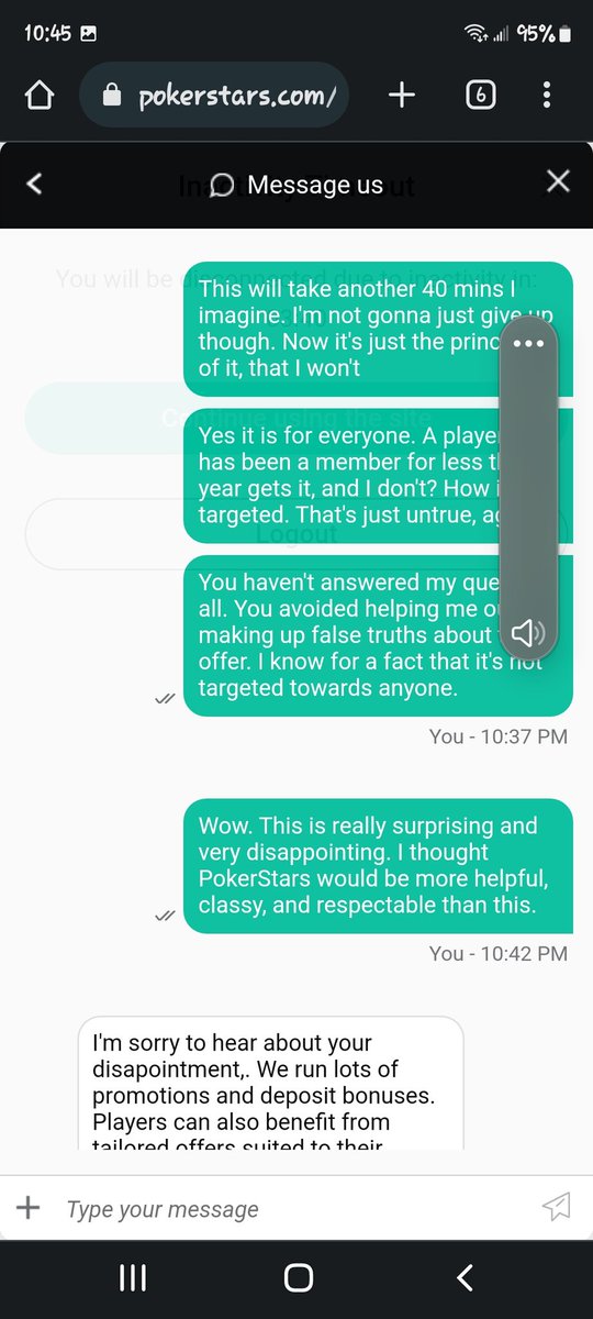 krahnic99's tweet photo. @PokerStars this is unfortunately what the PokerStars "customer service" has become. It's pretty disappointing and pretty unprofessional. Pretty much the opposite of what customer service is supposed to be https://t.co/3w6UbM70E8