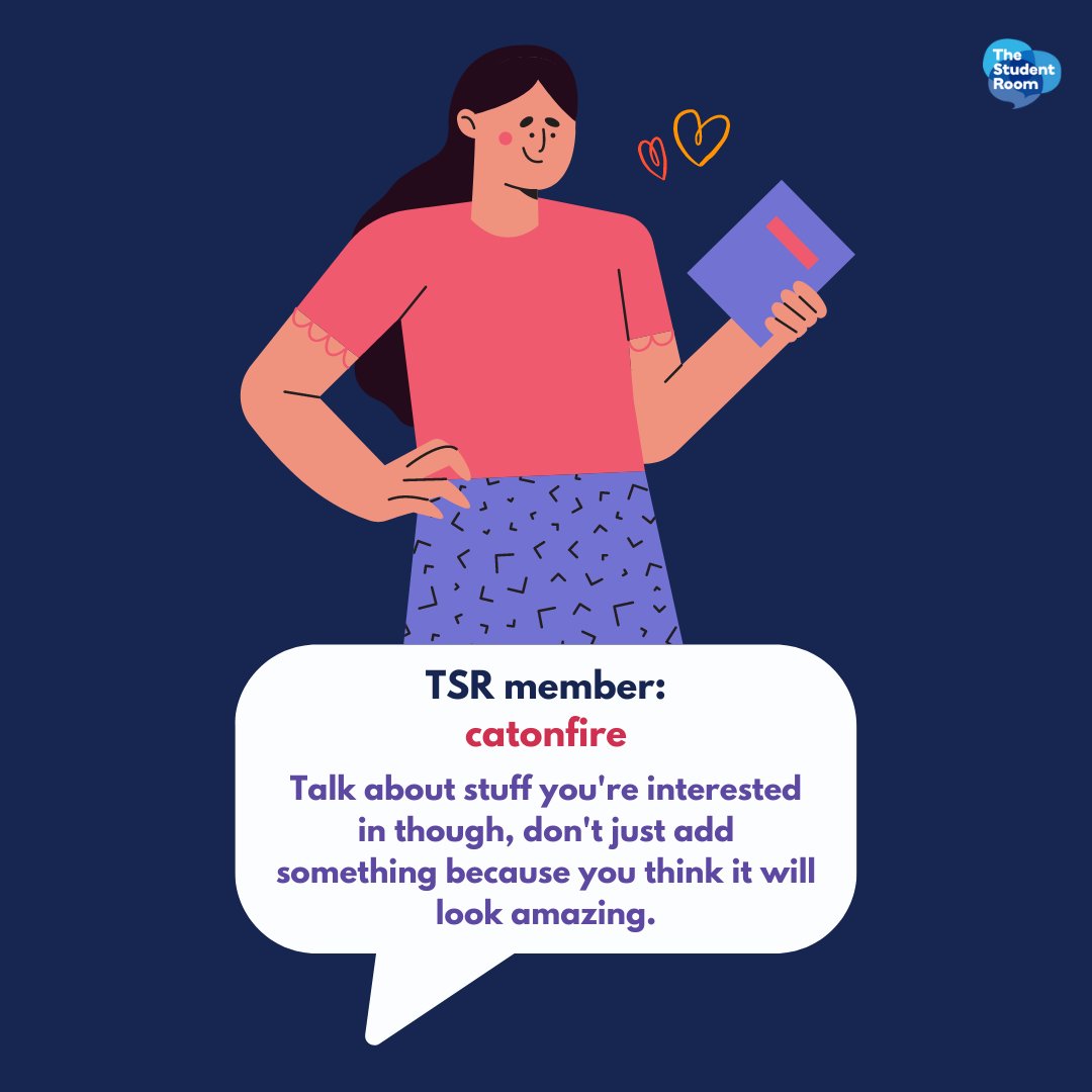 thestudentroom's tweet photo. We asked The Student Room community for advice when it comes to writing your personal statement π¨βπβοΈ
To read more tips or even share some of your own, click here: https://t.co/bbZbqcrSda π¬
#PersonalStatement #UniversityApplication #University #PersonalStatementTips https://t.co/NlxNKrx78M