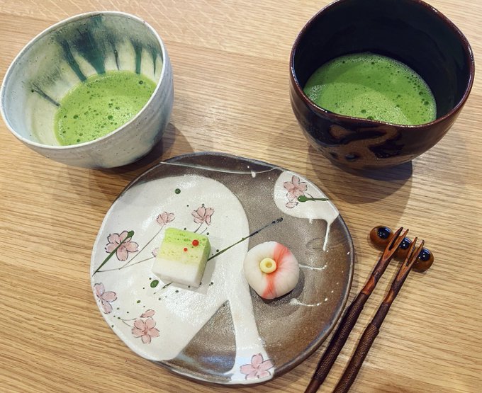 「緑茶 和菓子」のTwitter画像/イラスト(新着)