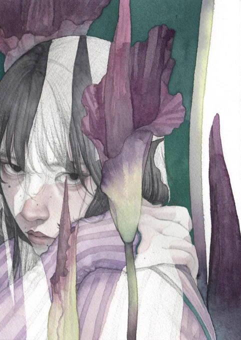 トレンドになぜか透明水彩とアナログ絵が入っていたので便乗。個展用に描いたドローイングから。#アナログ絵 #透明水彩 