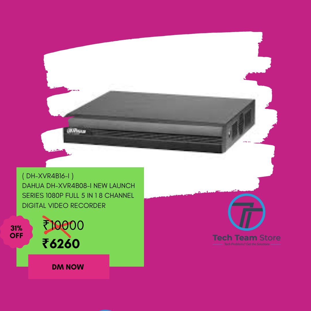 TTStoreCCTV's tweet photo. 🥳 😍 DAHUA 16 Channels Penta-Brid 1080N/720P Compact 1U 1HDD WizSense Digital Video Recorder( DH-XVR4B16-I )🥳 😍 

👉  H.265+/H.265 dual-stream video compression

👉  Supports Full-channel AI-Coding

👉  Supports HDCVI/AHD/TVI/CVBS/IP video inputs

👉 Max 18 channels IP camera https://t.co/Im918XgqPg