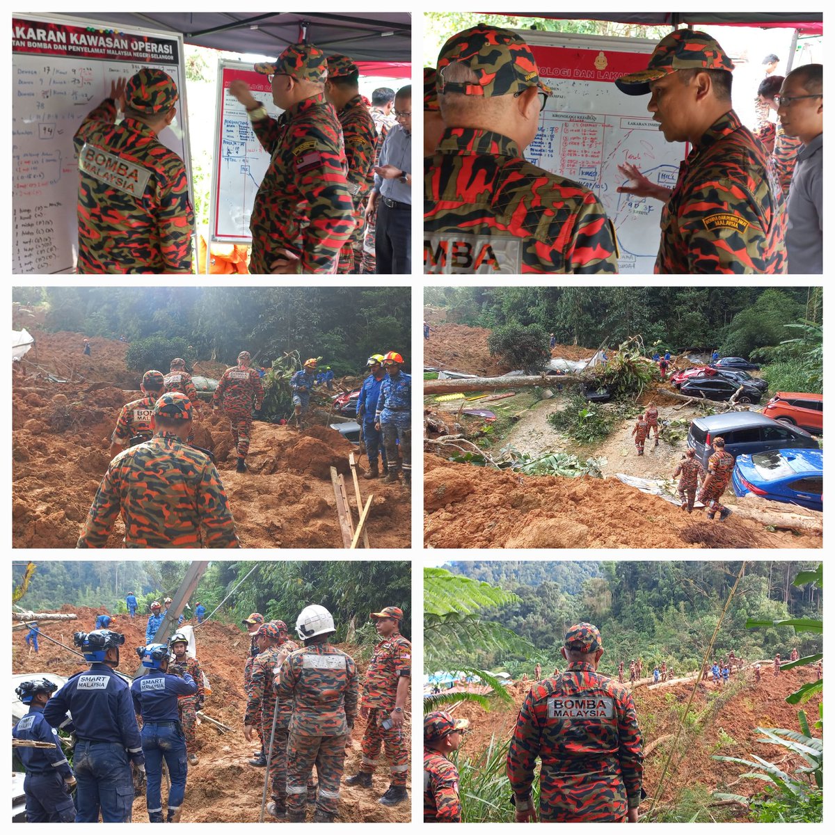 KP_bombaJBPM's tweet photo. 16.12.2022 : Hadir ke lokasi trajedi tanah runtuh Father's Organic Farm, Batang Kali  Selangor memantau pelaksanaan operasi SAR yang dijalankan. https://t.co/ecmYr4ePYy