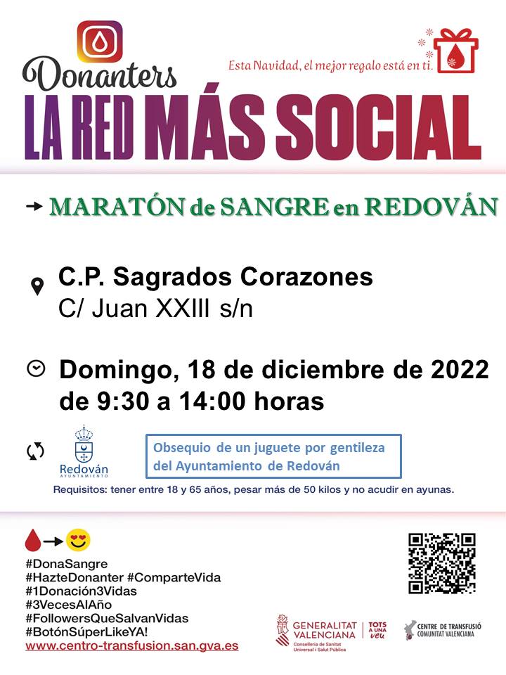 culturavegabaja's tweet photo. 📌💉¡¡¡ATENTOS!!! Donad #sangre en la #VegaBaja. No hay que olvidar en #Navidad lo complicado que es garantizar #abastecer los #hospitales. Acercaos hoy a la #maratondesangre de #Redovan.
📰Más detalles, pinchad ahí: https://t.co/AN1TXYknIl
@GVAsanitat @GVAdonasang @aytoredovan https://t.co/mHsbcaz08e