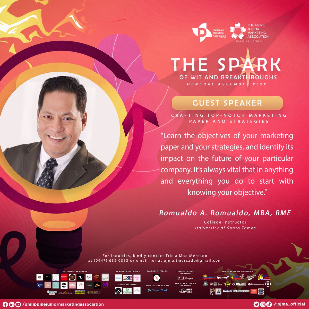 pjma_official's tweet photo. Excel in penning winning marketing ideas on paper as Mr. Romualdo A. Romualdo walks us through “Crafting Top-notch Marketing Papers and Strategies”.
#GeneralAssembly2022
#PJMA36 https://t.co/AxjQOulmMq