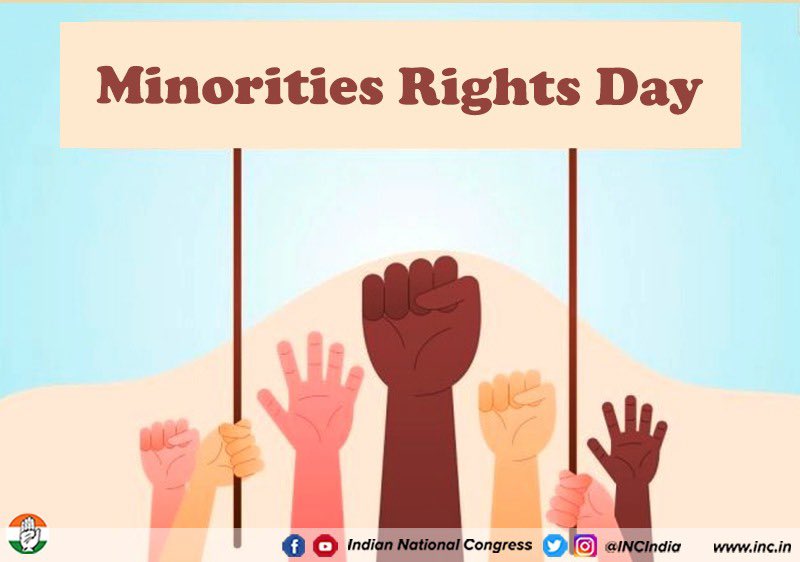 INCTelangana's tweet photo. On Minorities Rights Day, we reaffirm our commitment to promote peace &amp; harmony among all communities as enshrined in the Indian Constitution.

As a party that heralded the freedom struggle, we pledge to dedicate our efforts to put an end to hatred. https://t.co/GyLZaOGRBr