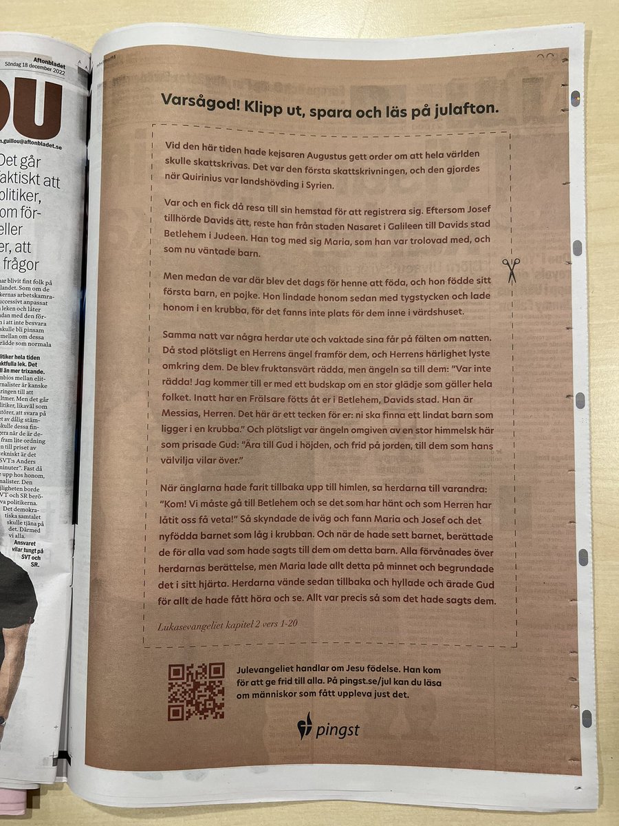 Julevangeliet i Aftonbladet idag.