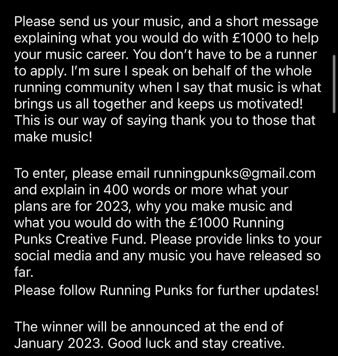 runningpunks's tweet photo. RUNNING PUNKS CREATIVE FUND 
Fancy getting £1000 to kick start your musical creativity in 2023? 

Jimmy &amp; Rhods 💜 https://t.co/xknJo0s4xw