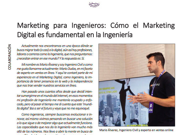 CitopMadrid's tweet photo. .@Mariodudas_ es Ingeniero Civil y ha desarrollado su carrera profesional como experto en ventas online. En el último número de #Aforos nos ha contado la importancia de conocer fundamentos de #marketing para los ingenieros y la #Ingeniería.
👨💻Léelo en https://t.co/ByvQAOHoMn https://t.co/qnryjdEbLZ