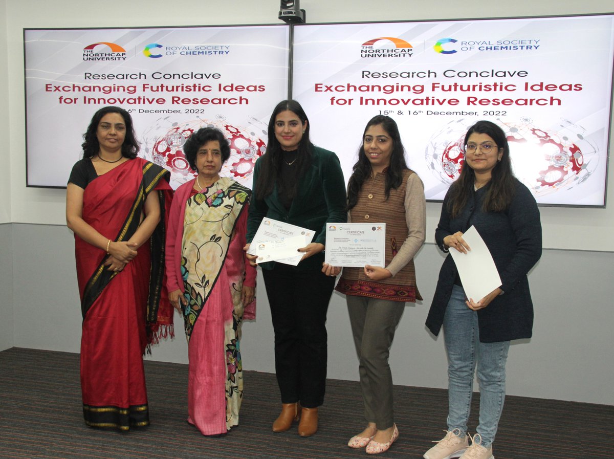 NorthCap_Univ's tweet photo. #TheNorthCapUniversity, in collaboration with the #RoyalSocietyofChemistry, hosted a Research Conclave on 'Exchanging Futuristic Ideas for Innovative Research'. The second and final day of the conclave concluded with a certificate distribution ceremony.
#ResearchConclave https://t.co/ozmqPEvynU