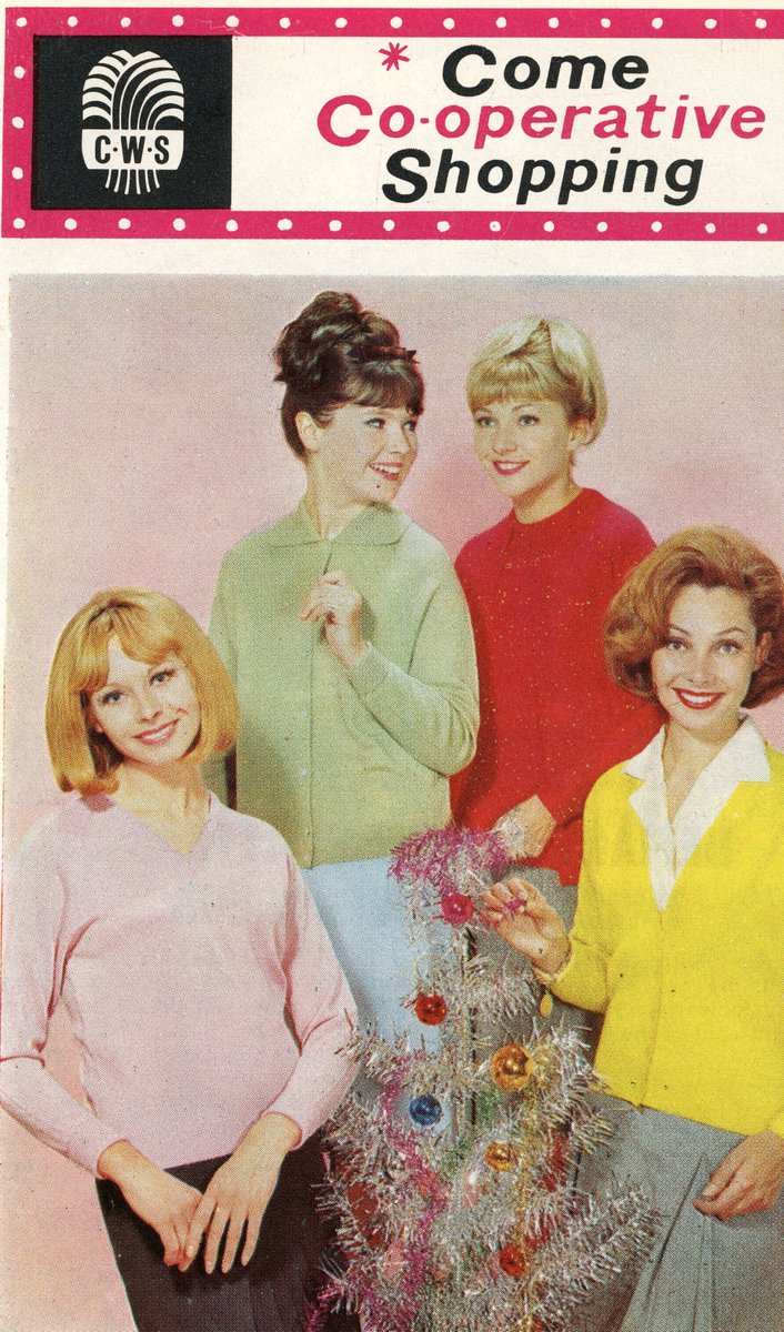CoopHeritage's tweet image. Picks from the Co-op Christmas Catalogue 'Come Co-operative Shopping' featuring the women's knitwear section and 'Penguin' Umbrellas and headscarves. Protect that permanent wave at all costs!
#12DaysofArchives #FestiveClothes #ARAScot
