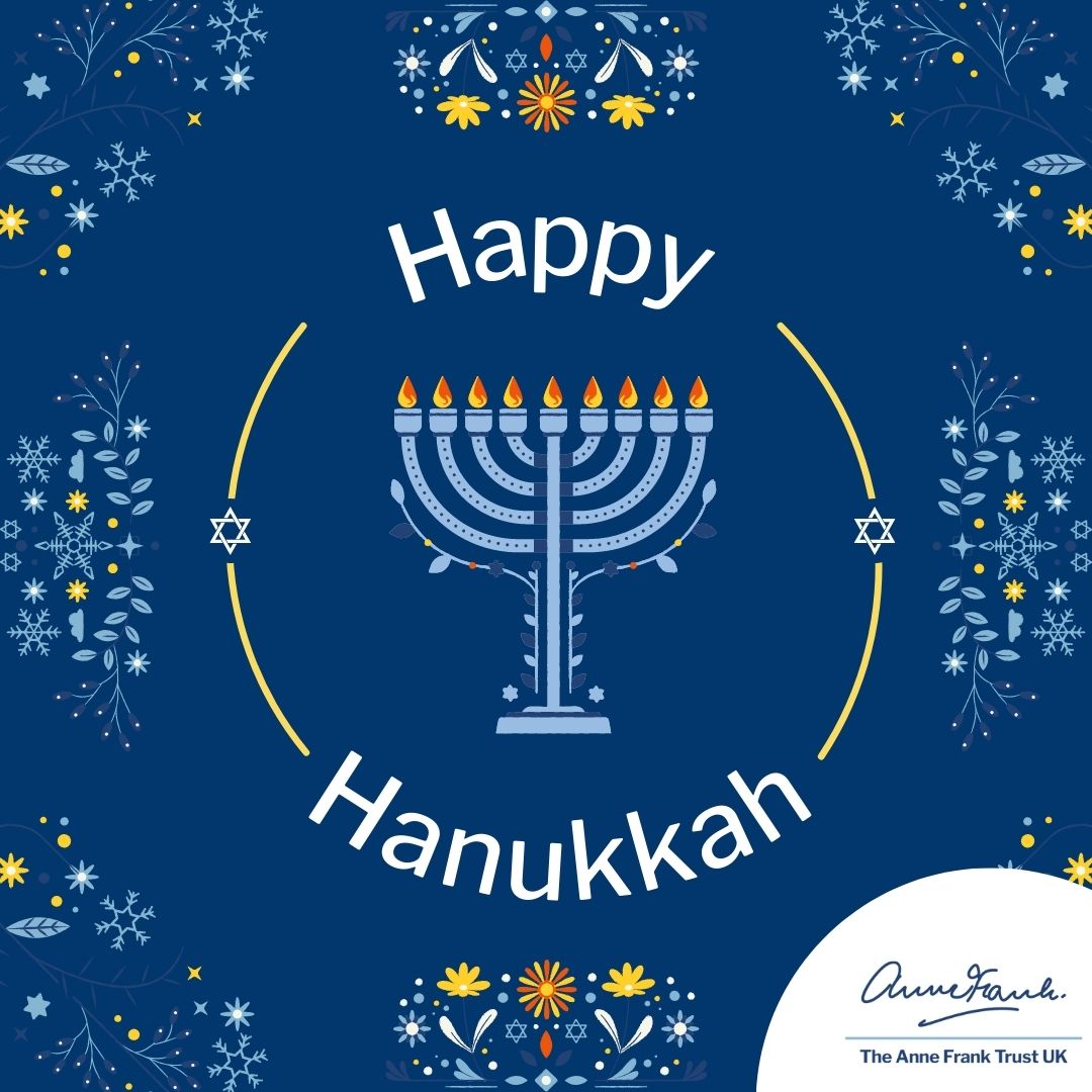AnneFrankTrust's tweet photo. May these eight days of celebration bring peace, light and happiness to you and your loved ones 🕯️

Hanukkah Sameach from everyone at the Anne Frank Trust

#HappyHanukkah https://t.co/ynu85dBzt1