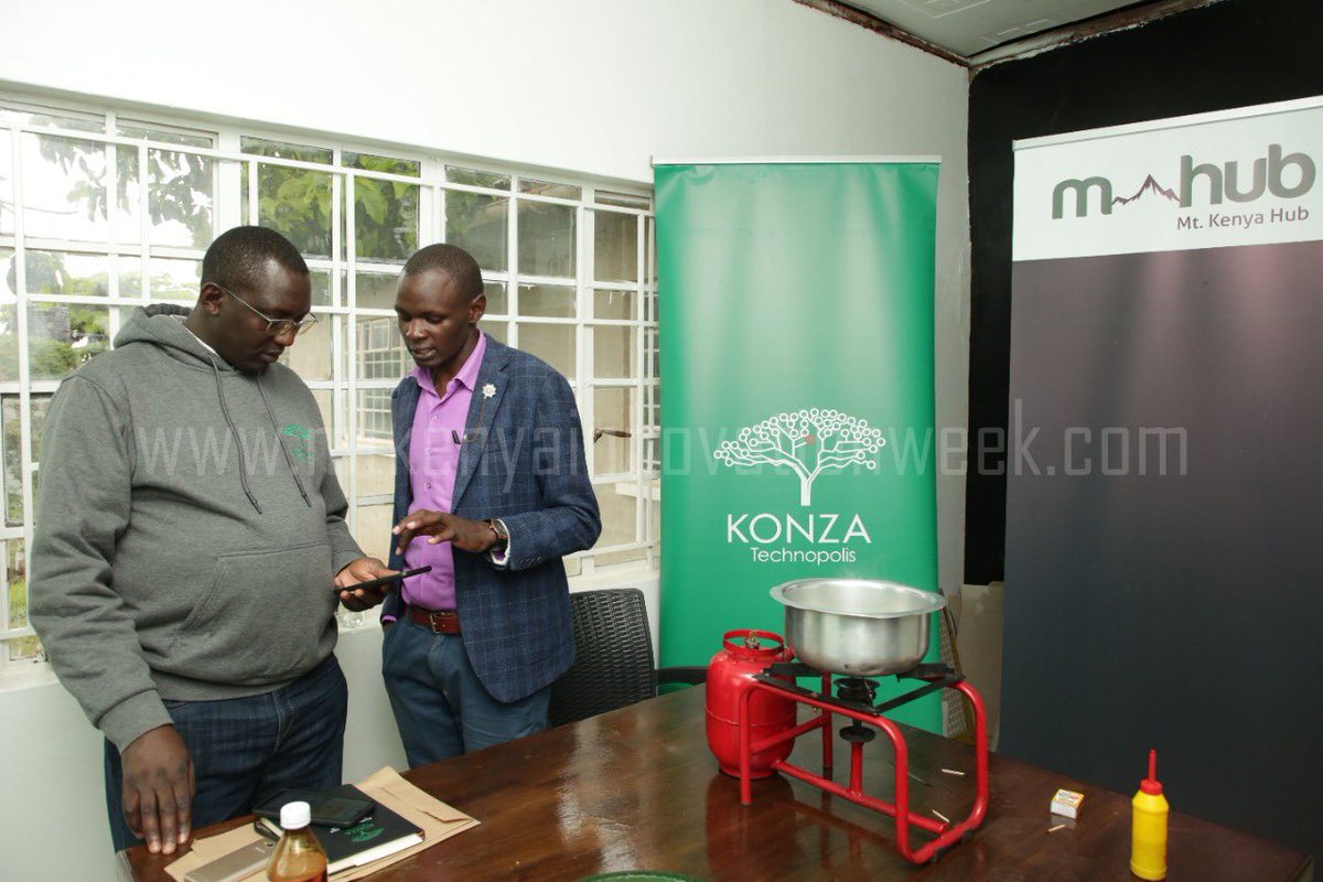 Thank you <a href="/konzatech/">Konza Technopolis Development Authority</a> for visiting our @MHUBKENYA Center all through the week.
Demonstrating is Massa Energy Innovator Alex Nderitu with an innovative gas that uses Parafine that is sootless, efficient and economical. 

Innovating Grassroots Up. 
#InnovationRedefined
<a href="/mtkenyaweek/">Mt Kenya Innovations Week</a>