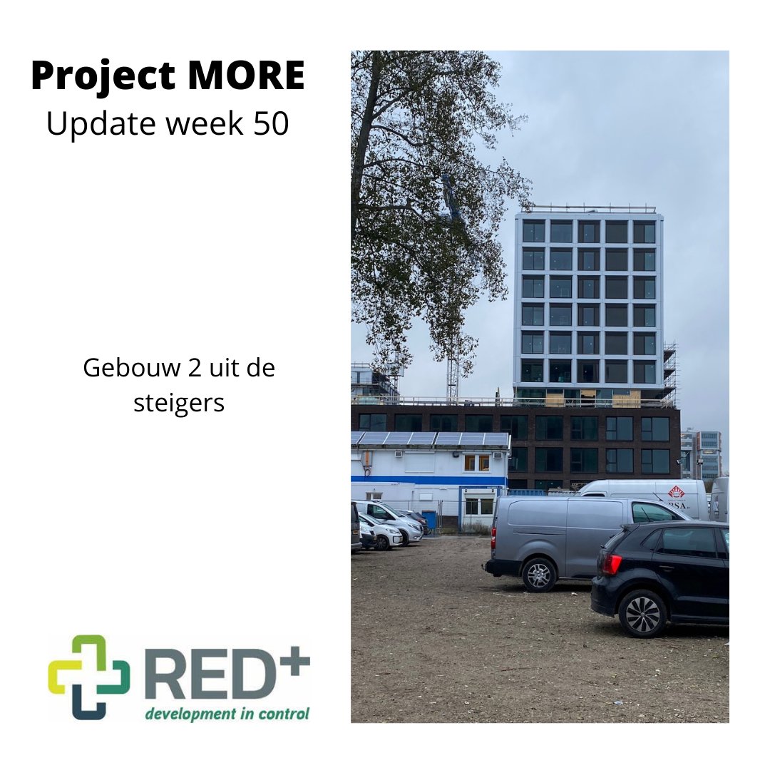 Gebouw 2 is uit de steigers. 

#Leiden #MORE #BioSciencePark #LBSP #studentenwoningen 

Ontwikkelteam: <a href="/REDdevelopment1/">RED+ development in control</a>, <a href="/Lingotto_NL/">Lingotto</a> + #Realnomics
Ontwerp: <a href="/VenhoevenCS/">VenhoevenCS</a>, <a href="/PdRarchitects/">Paul de Ruiter</a> + <a href="/_landlab/">LandLAB_</a>
Uitvoering: <a href="/HeddesBenO/">Heddes Bouw & Ontw.</a>