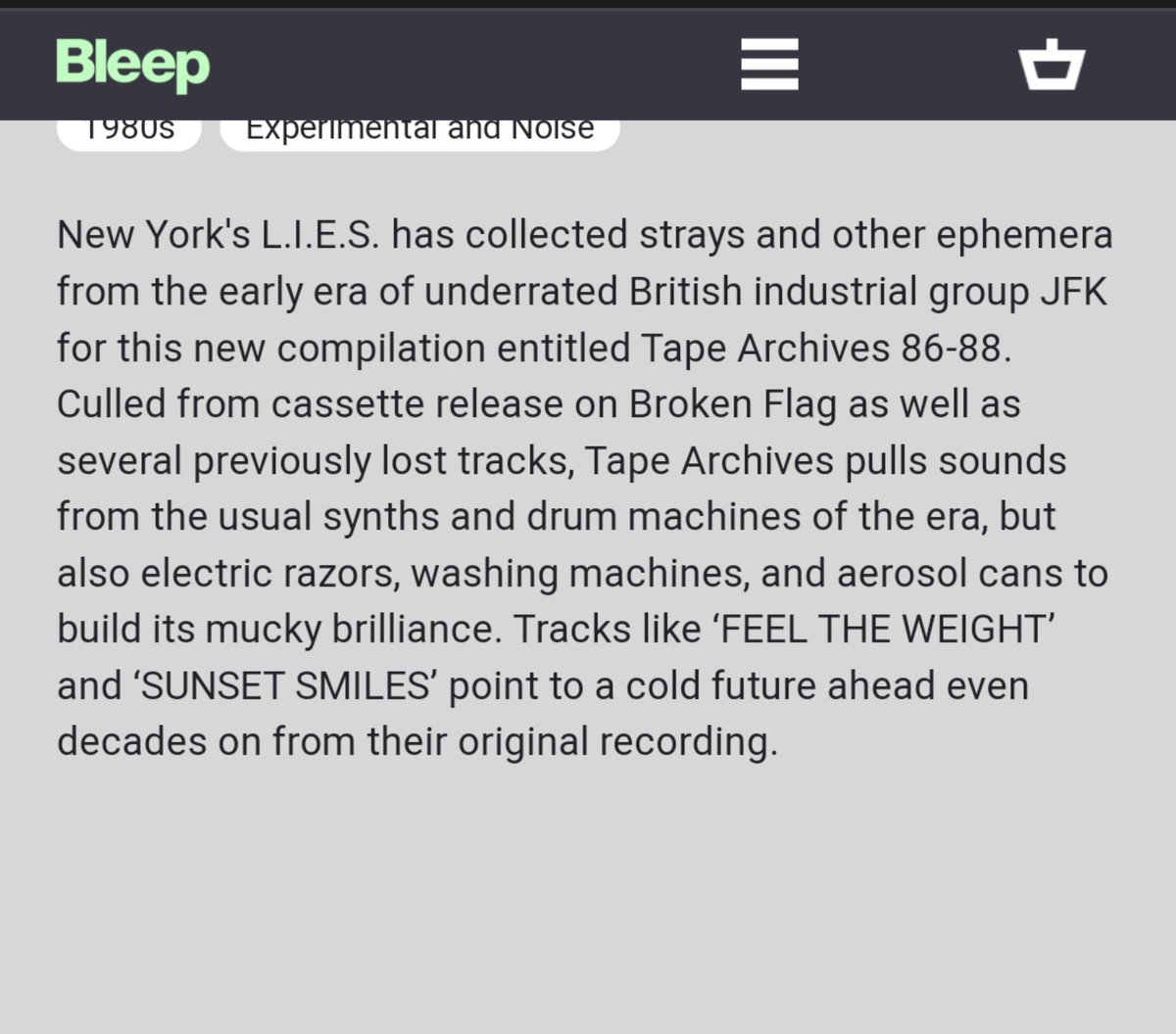 Thanks to Bleep for including JFK: "Tape Archives 86-88" in their featured albums for December
bleep.com/stream/feature…
bleep.com/release/351899…