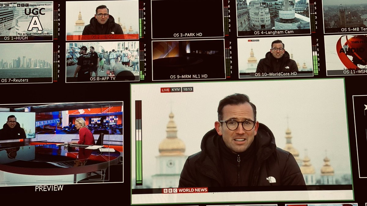 murrell_richard's tweet photo. Our wonderful colleague @hugobachega and the team in Kyiv on @BBCWorld - it’s -14°c .. dedicated to bringing News to you as it happens. https://t.co/ZNZHI66d7I