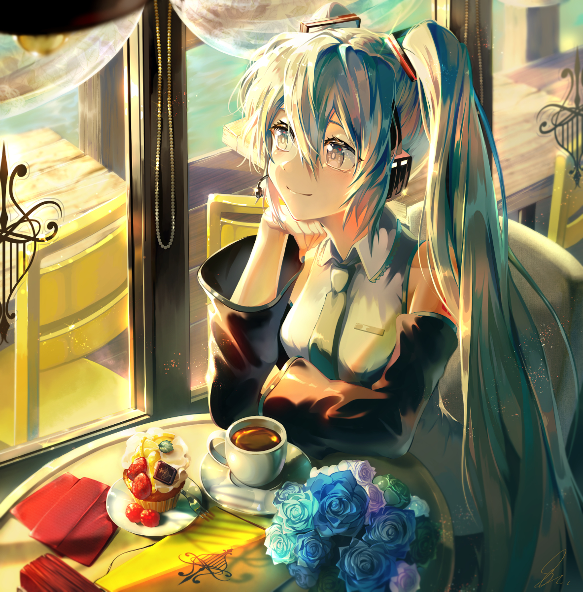 初音ミク「ほっとする時間 #VOCALOID #初音ミク #C101  」|saihateのイラスト