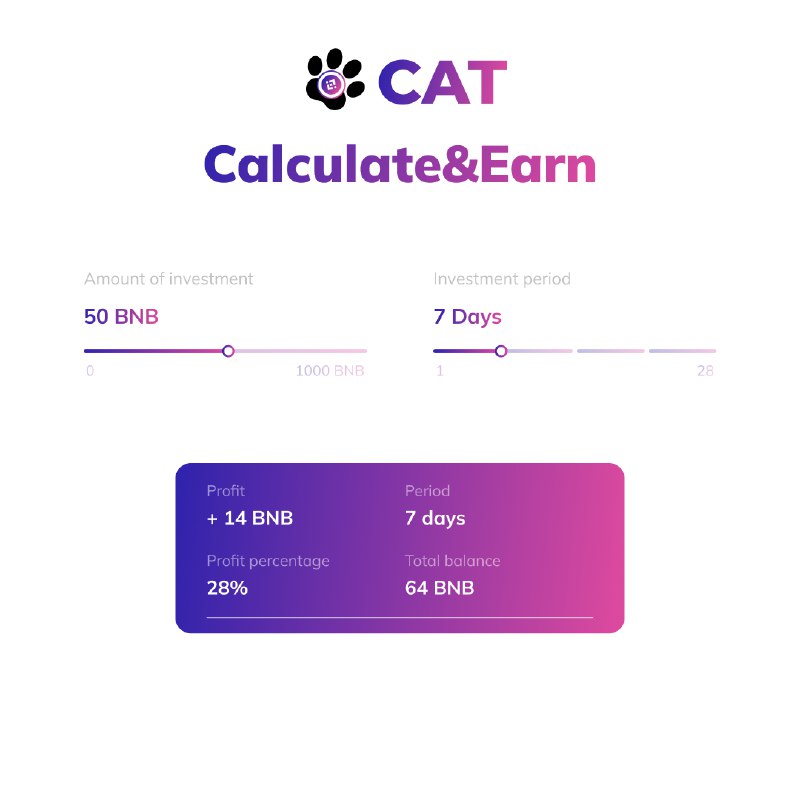 catteamofficial's tweet photo. With our profit calculator, you can determine precisely how much you will earn based on your deposit and CAT size. Input the deposit size and the period you wish to invest for, and you will know EXACTLY how much you will have! 

Try it🔗 https://t.co/UZGdrnP0RN
#CATofficial https://t.co/YxAz74DqQW