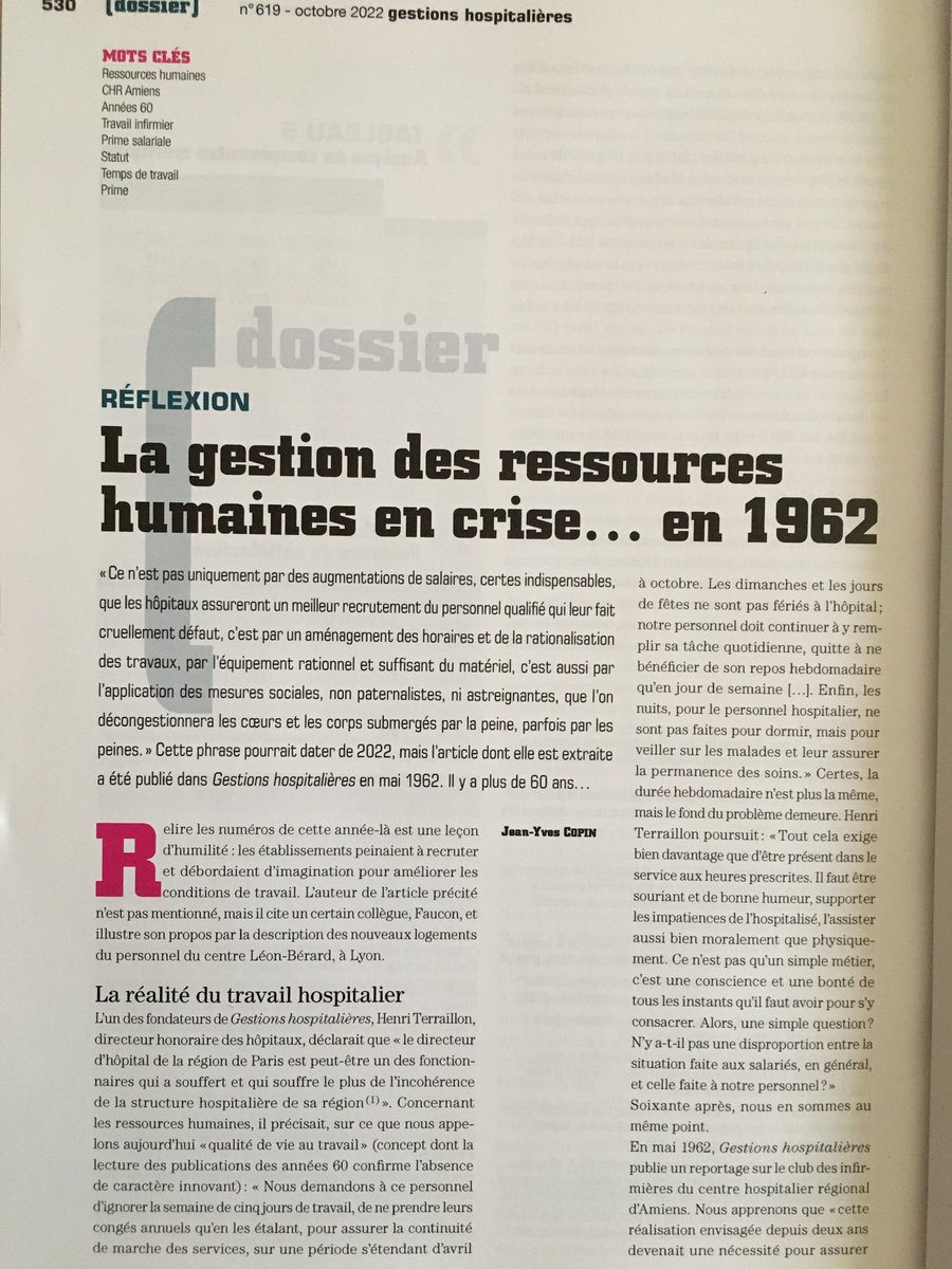 A l’heure de la grande désolation, un article très éclairant  de ⁦<a href="/jeanyvescopin/">Jean-Yves COPIN</a>⁩ sur la crise de la GRH hospitalière il y a ...60 ans ! ⁦<a href="/ADRHESSlive/">ADRHESSlive</a>⁩ ⁦<a href="/revue_gh/">Gestions hospitalières</a>⁩ ⁦<a href="/BerndtNicolas/">nicolas Berndt</a>⁩ ⁦<a href="/managersante/">ManagerSante.com ®</a>⁩ ⁦<a href="/SMarchandet/">Marchandet</a>⁩ ⁦<a href="/MGVB75/">Marie-Gabrielle Vaissiere-Bonnet</a>⁩