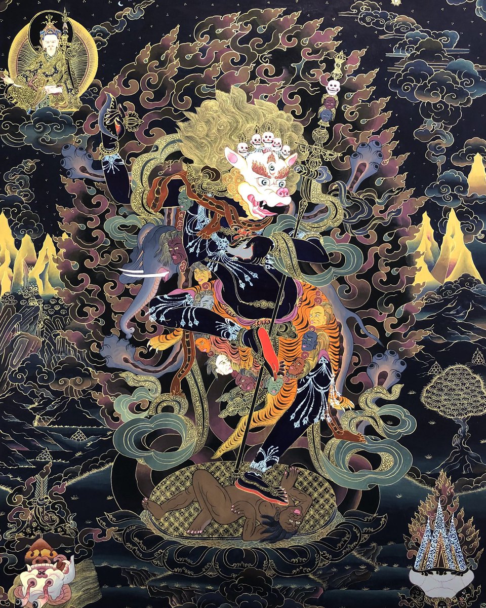 lama_thanka's tweet photo. The Lion-Faced Dakini (Simhamukha ).
#Thangka #thankapainting #lamathankapaintingschool #himalayan #art #yogini #lionfaced #sengdongma #simhamukha #chod #guru #dakini #tantra #vajrayana #wrathful #deity #mindfullness #livingheritage #heritage #compassion #tantric #dhamma https://t.co/ukrXcOYM9u