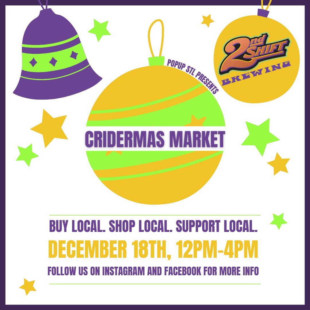 Sunday Funday @2ndshiftbrewing! We’ll be popping up at Cridermas Market w/ PopUpSTL today! 

The amazing Grace will be slinging jam & gifts at 2nd Shift from 12 - 4 pm. 

#ShooLocal #GiftLocal